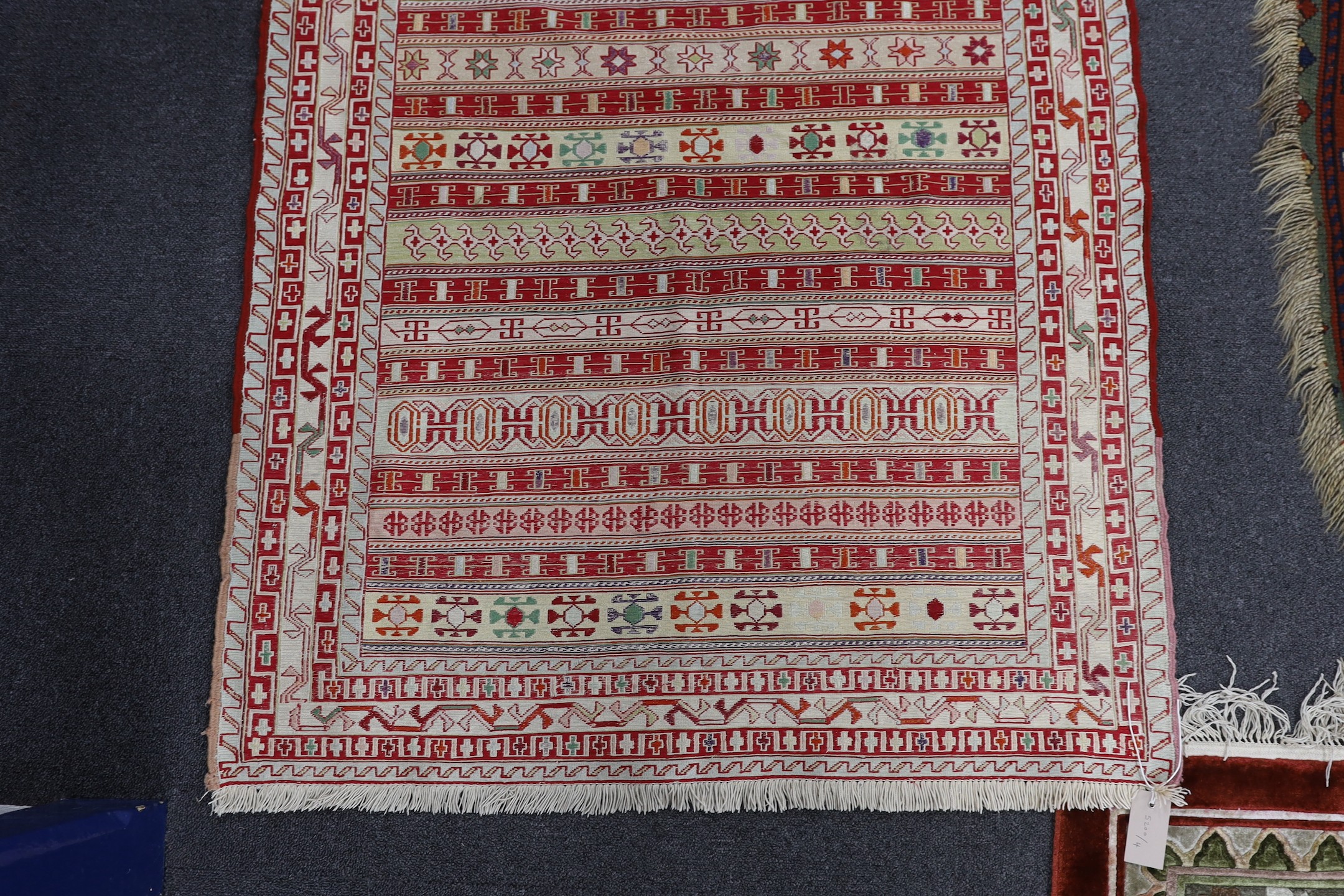 A Soumak part silk rug, 140 x 96cm